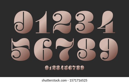 Number font. Font of numbers in classical french didot or didone style with contemporary geometric design. Beautiful elegant numerals. Vintage and old school retro typographic. Vector Illustration