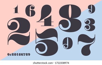 Number font. Font of numbers in classical french didot or didone style with contemporary geometric design. Beautiful elegant numerals. Vintage and old school retro typographic. Vector Illustration - Shutterstock ID 1722338974