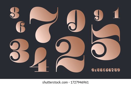 Number font. Font of numbers in classical french didot or didone style with contemporary geometric design. Beautiful elegant numerals. Vintage and old school retro typographic. Vector Illustration