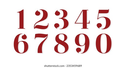 Number font. Font of numbers in classical style with contemporary geometric design. Beautiful elegant numerals. Vintage and old school retro typographic. Vector Illustration