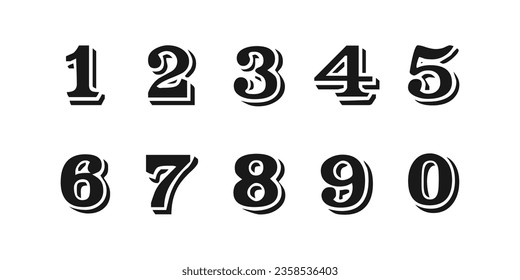 Number font. Font of numbers in classical style with contemporary geometric design. Beautiful elegant numerals. Vintage and old school retro typographic. Vector Illustration