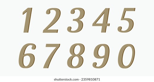 Number font. Font of numbers in classical style with contemporary geometric design. Beautiful elegant numerals. Vintage and old school retro typographic. Vector Illustration