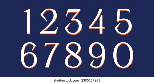 Number font. Font of numbers in classical style with contemporary geometric design. Beautiful elegant numerals. Vintage and old school retro typographic. Vector Illustration