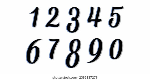 Number font. Font of numbers in classical style with contemporary geometric design. Beautiful elegant numerals. Vintage and old school retro typographic. Vector Illustration
