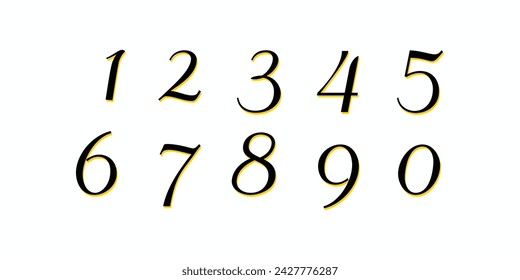 Number font. Font of numbers in classical style with contemporary geometric design. Beautiful elegant numerals. Vintage and old school retro typographic. Vector Illustration