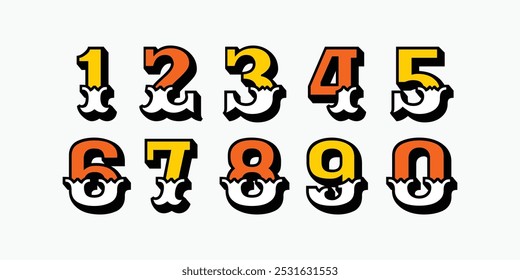 Number font. Font of numbers in classical style with contemporary geometric design. Beautiful elegant numerals. Vintage and old school retro typographic. Vector Illustration