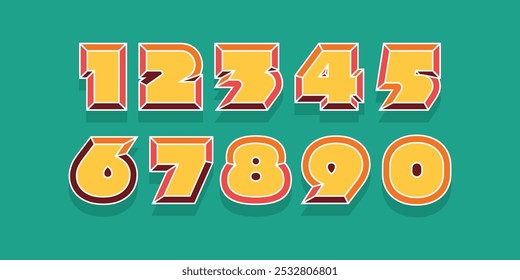 Number font. Font of numbers in classical style with contemporary geometric design. Beautiful elegant numerals. Vintage and old school retro typographic. Vector Illustration