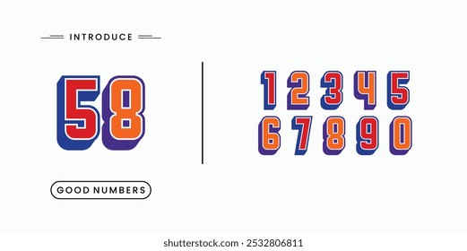 Number font. Font of numbers in classical style with contemporary geometric design. Beautiful elegant numerals. Vintage and old school retro typographic. Vector Illustration
