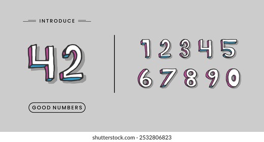 Number font. Font of numbers in classical style with contemporary geometric design. Beautiful elegant numerals. Vintage and old school retro typographic. Vector Illustration