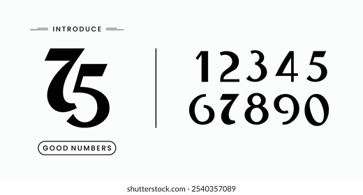 Number font. Font of numbers in classical style with contemporary geometric design. Beautiful elegant numerals. Vintage and old school retro typographic. Vector Illustration