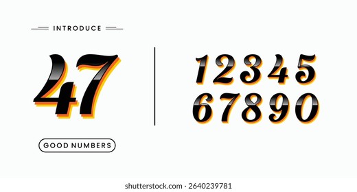 Number font. Font of numbers in classical style with contemporary geometric design. Beautiful elegant numerals. Vintage and old school retro typographic. Vector Illustration