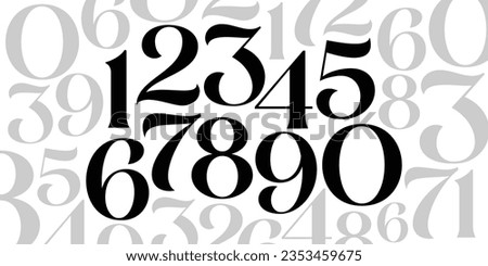 Number font. Font of numbers in classical style with contemporary geometric design. Beautiful elegant numerals. Vintage and old school retro typographic. Vector Illustration
