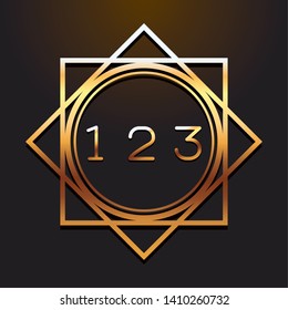  number font in round geometric frame