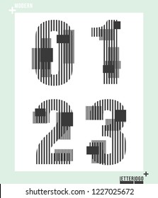 Number font template modern design. Set of numbers 0, 1, 2, 3 logo or icon. Vector illustration