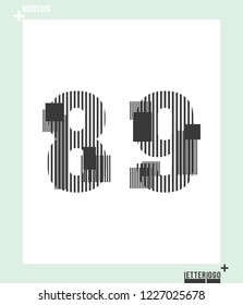 Number font template modern design. Set of numbers 8, 9, 2, 3 logo or icon. Vector illustration