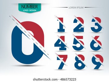 Number font template, Set of numbers logo or icon, Vector illustration