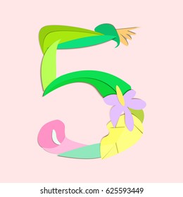 Number formed by origami leaves. Font style, vector design template elements for your application or corporate identity.
