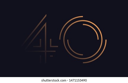 Number forty / 40 vector font alphabet, modern dynamic luxury flat design for your unique elements design ; logo, corporate identity, application, creative poster & more 