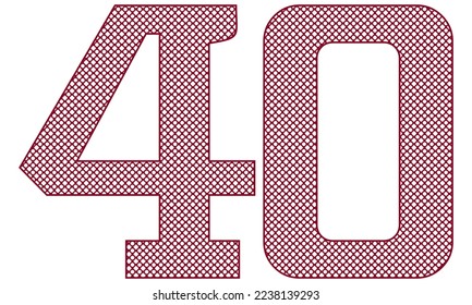 Number Forty With Abstract Pattern Vector Illustration. Number 40 Isolated On A White Background
