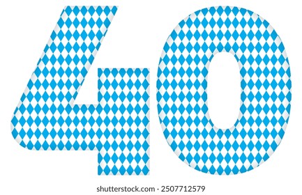 Number Forty With Bavarian Oktoberfest Seamless Pattern Vector Illustration. Number 40 Isolated On A White Background
