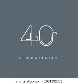 Number forty, Digit 40 Logo Icon vector template.