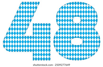 Number Forty Eight With Bavarian Oktoberfest Seamless Pattern Vector Illustration. Number 48 Isolated On A White Background
