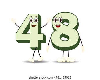 Number Forty Eight - Cartoon Vector Image