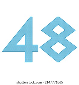 Number Forty Eight With Greek Or Roman Ancient Font. Blue Number 48 With Traditional Greek Ornament
