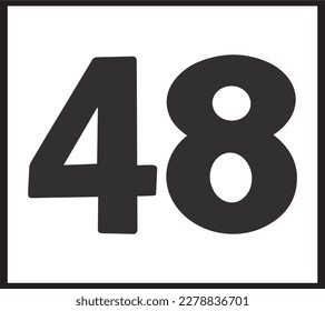 Number forty eight  isolated on white background vector illustration.48