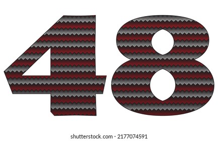 Number Forty Eight With Jersey Pattern Vector Illustration. Number 48 Isolated On A White Background
