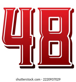 Number Forty Eight Vector Illustration. Number 48 Isolated On A White Background
