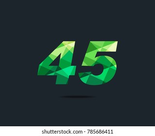 Number forty five 45 Logo Icon, filled with geometric pattern. polygon letter. Vector Element.