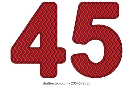 Number Forty Five With Abstract Geometric Pattern. Number 45 Isolated On A White Background