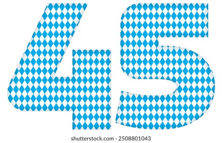 Number Forty Five With Bavarian Oktoberfest Seamless Pattern Vector Illustration. Number 45 Isolated On A White Background
