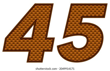 Number Forty Five Vector Illustration. Orange Patterned Number 45 Isolated On A White Background
