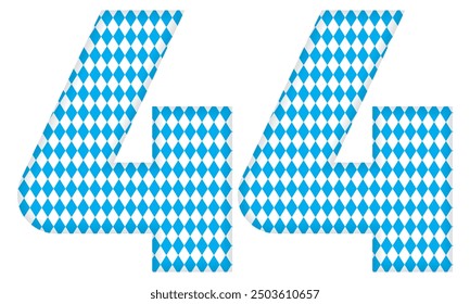 Number Forty Four With Bavarian Oktoberfest Seamless Pattern Vector Illustration. Number 44 Isolated On A White Background
