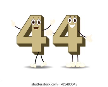 Number Forty Four - Cartoon Vector Image