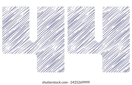 Número Cuarenta Y Cuatro Con Ilustración Vectorial De Patrón Dibujado A Mano. Número 44 Con Patrón De Línea Aislado Sobre Un Fondo Blanco
