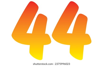 Number Forty Four Isolated On A White Background. Number 44 Vector Illustration