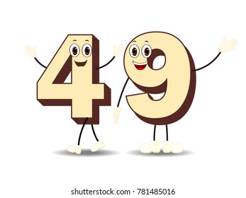 Number Forty Nine - Cartoon Vector Image