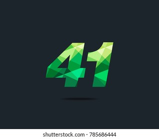 Number forty one  41 Logo Icon, filled with geometric pattern. polygon letter. Vector Element.