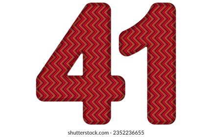 Number Forty One With Abstract Geometric Pattern. Number 41 Isolated On A White Background