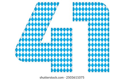 Number Forty One With Bavarian Oktoberfest Seamless Pattern Vector Illustration. Number 41 Isolated On A White Background
