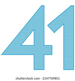 Number Forty One With Greek Or Roman Ancient Font. Blue Number 41 With Traditional Greek Ornament
