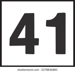 Number forty one  isolated on white background vector illustration.41