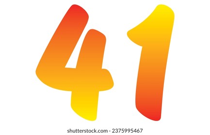 Number Forty One Isolated On A White Background. Number 41 Vector Illustration