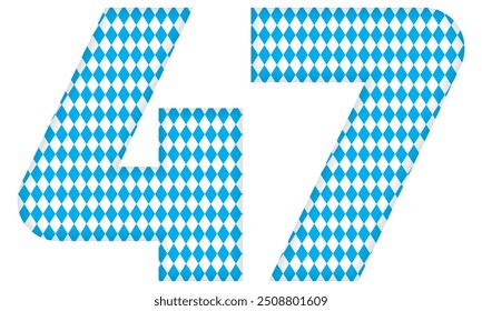 Number Forty Seven With Bavarian Oktoberfest Seamless Pattern Vector Illustration. Number 47 Isolated On A White Background
