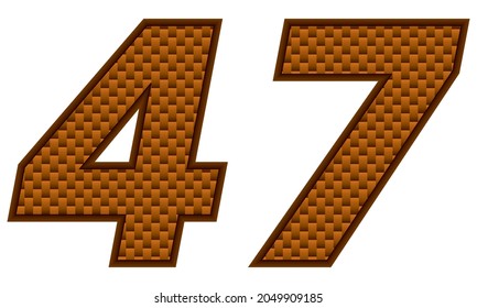 Number Forty Seven Vector Illustration. Orange Patterned Number 47 Isolated On A White Background
