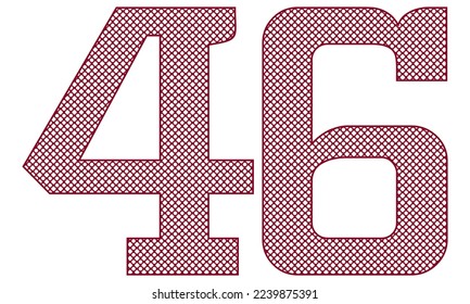 Number Forty Six With Abstract Pattern Vector Illustration. Number 46 Isolated On A White Background
