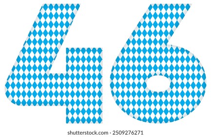 Number Forty Six With Bavarian Oktoberfest Seamless Pattern Vector Illustration. Number 46 Isolated On A White Background
